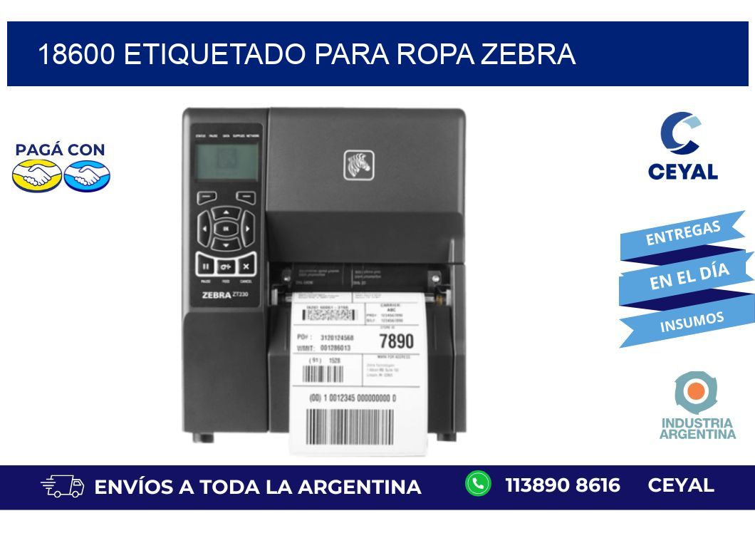18600 ETIQUETADO PARA ROPA ZEBRA