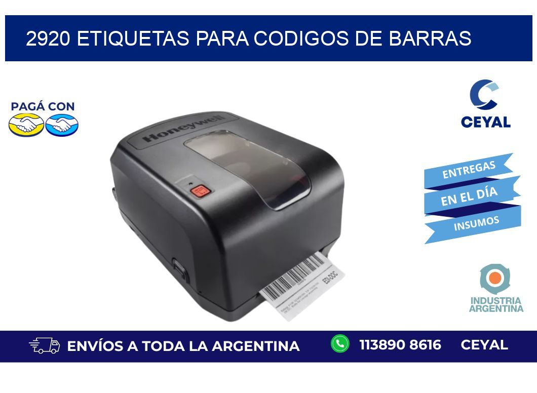 2920 ETIQUETAS PARA CODIGOS DE BARRAS