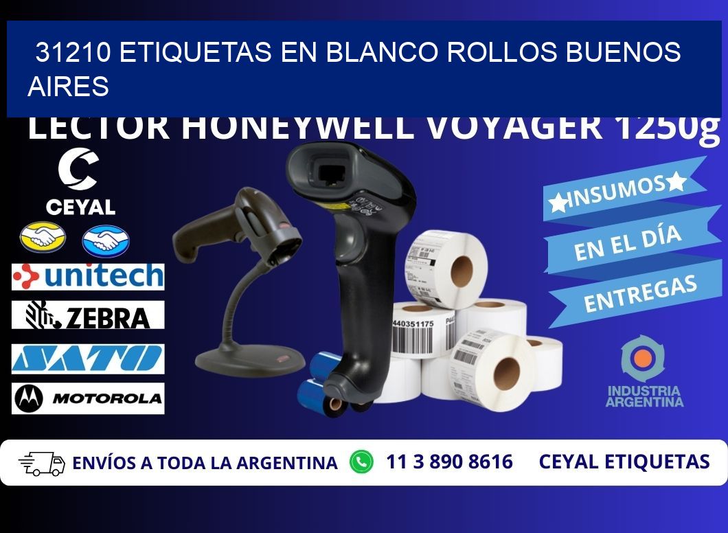31210 ETIQUETAS EN BLANCO ROLLOS BUENOS AIRES