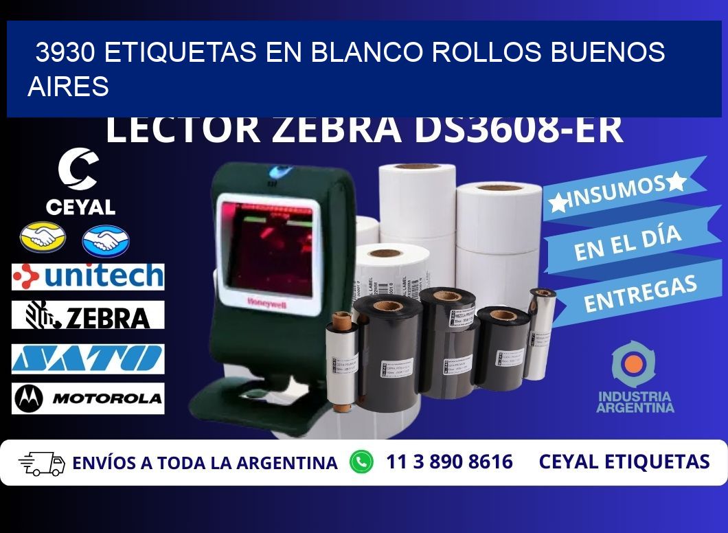 3930 ETIQUETAS EN BLANCO ROLLOS BUENOS AIRES