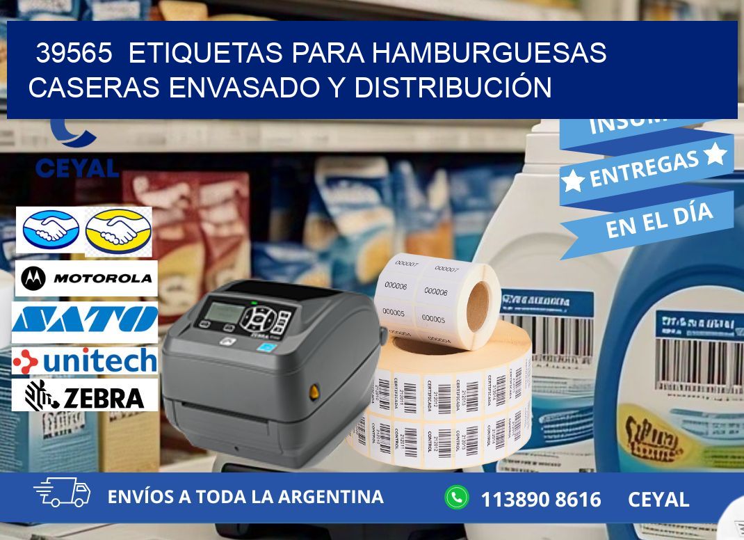 39565  ETIQUETAS PARA HAMBURGUESAS CASERAS ENVASADO Y DISTRIBUCIÓN