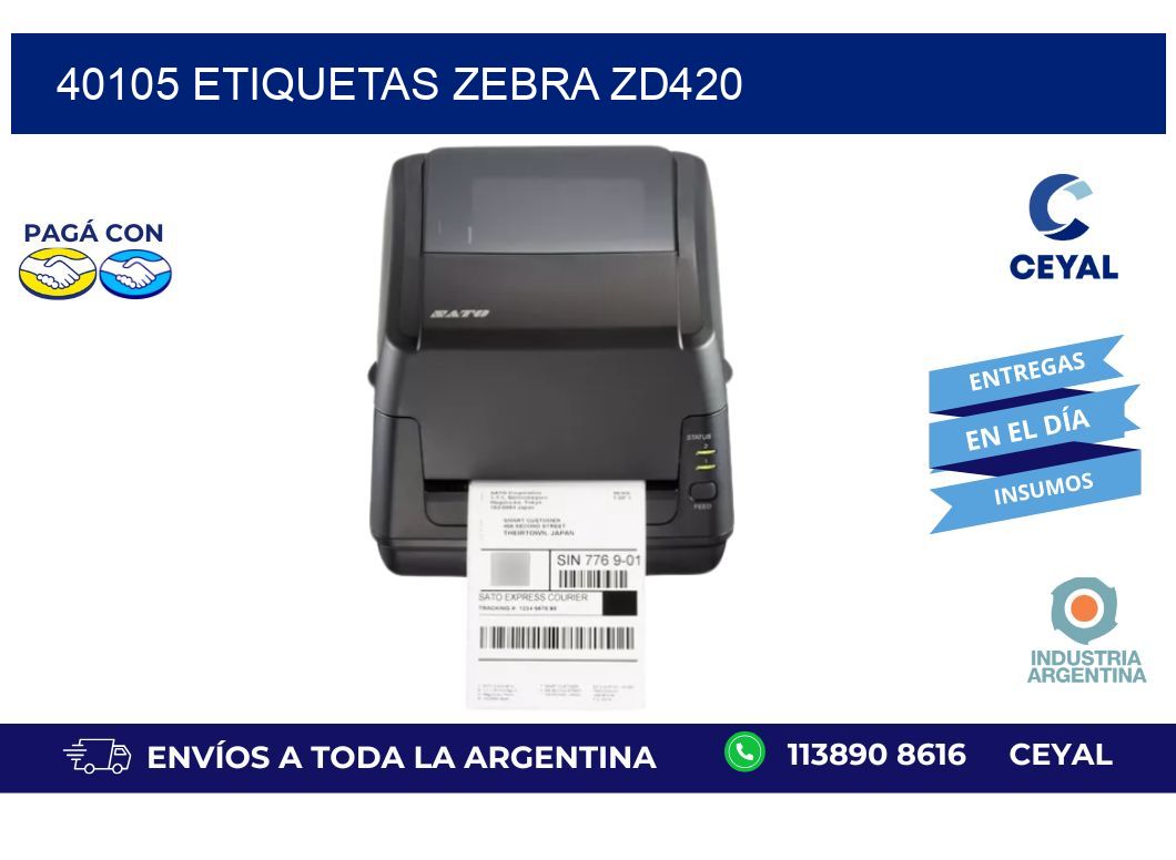 40105 ETIQUETAS ZEBRA ZD420