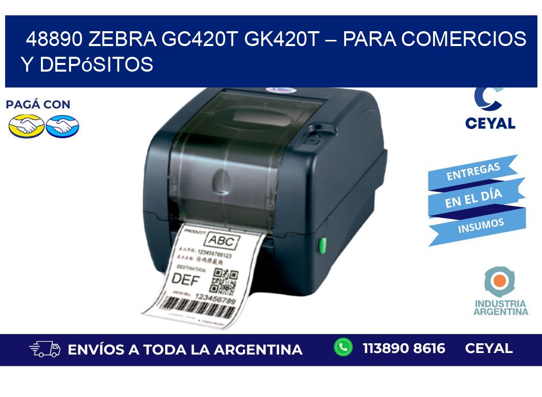 48890 Zebra GC420T GK420T – Para Comercios y Depósitos