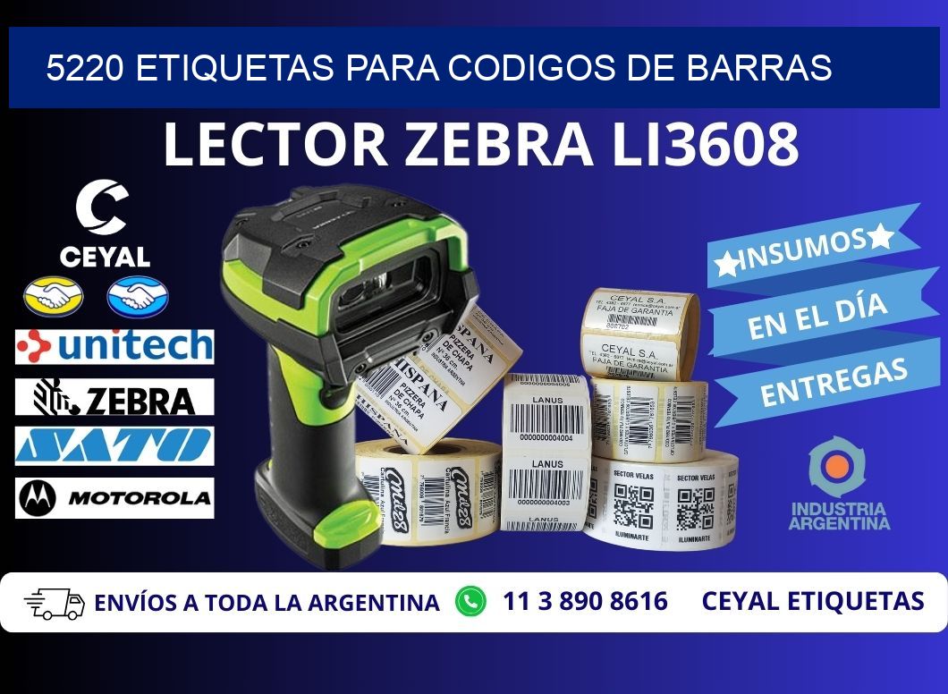 5220 ETIQUETAS PARA CODIGOS DE BARRAS