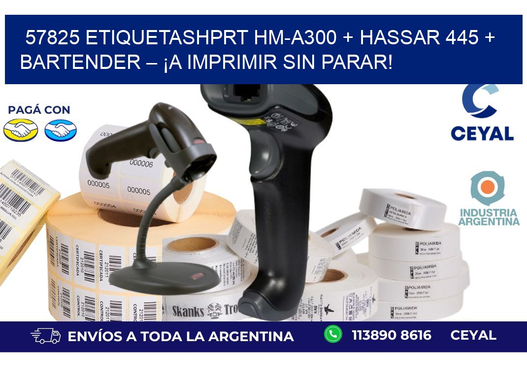57825 ETIQUETASHPRT HM-A300 + Hassar 445 + BarTender – ¡A imprimir sin parar!