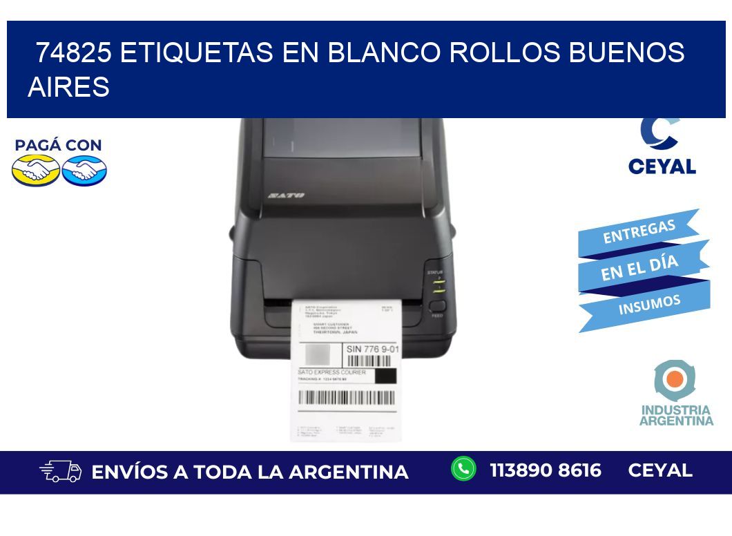 74825 ETIQUETAS EN BLANCO ROLLOS BUENOS AIRES