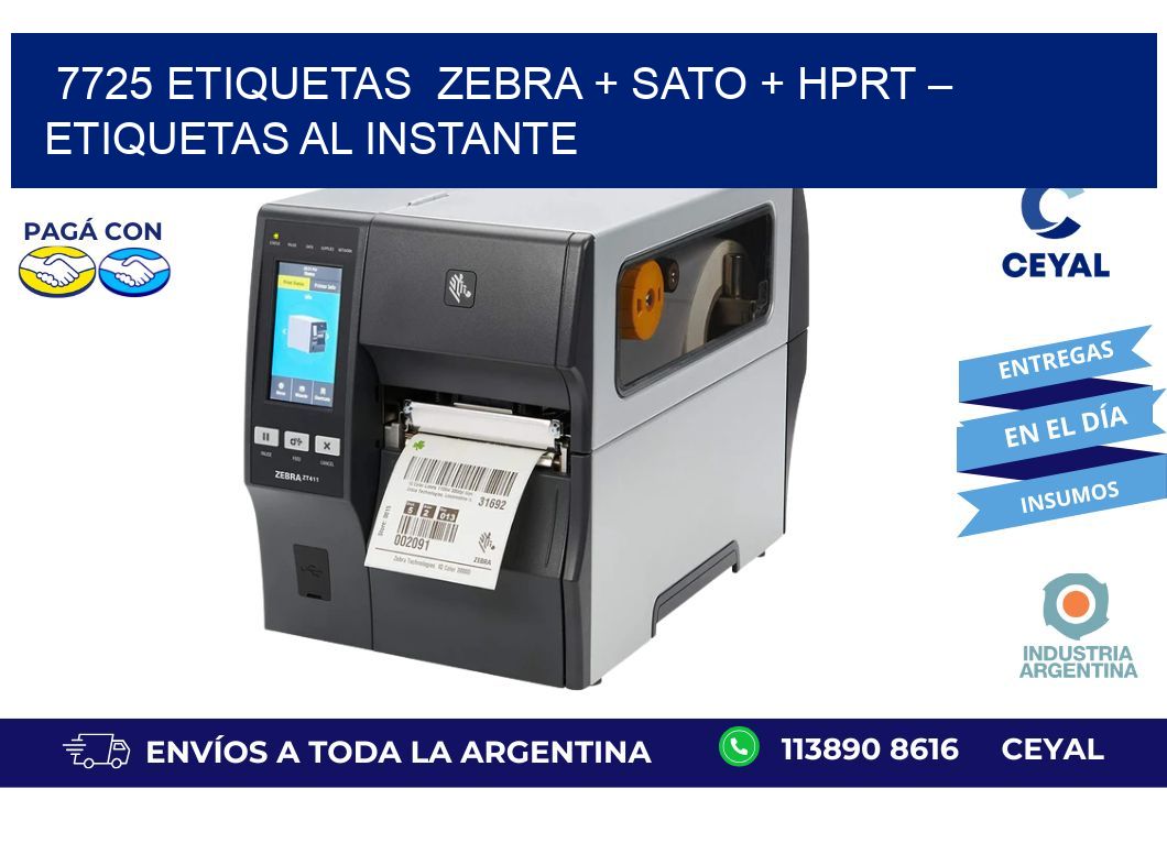 7725 etiquetas  Zebra + SATO + HPRT – Etiquetas al Instante