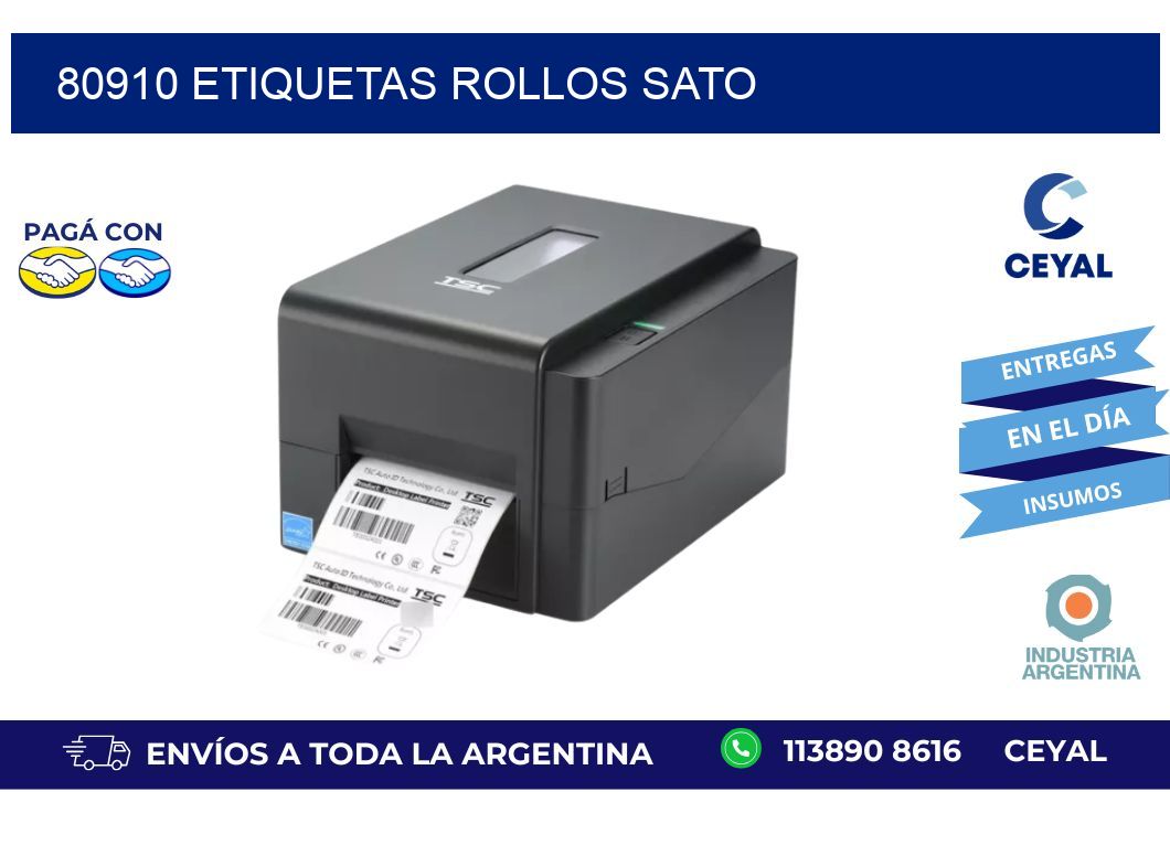 80910 ETIQUETAS ROLLOS SATO