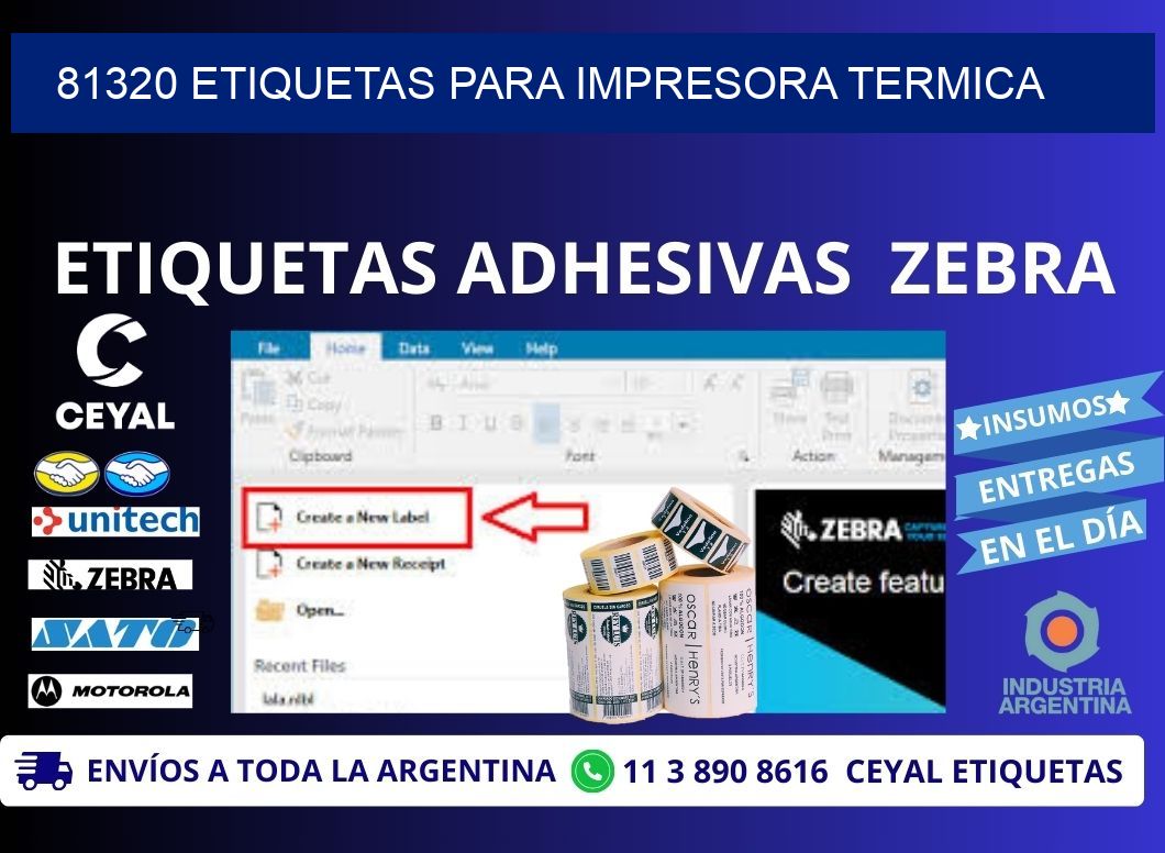 81320 ETIQUETAS PARA IMPRESORA TERMICA