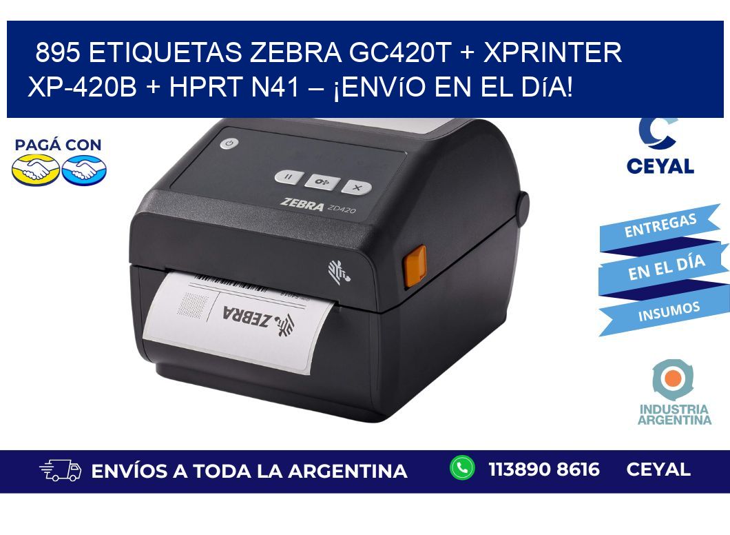 895 ETIQUETAS Zebra GC420T + Xprinter XP-420B + HPRT N41 – ¡Envío en el día!