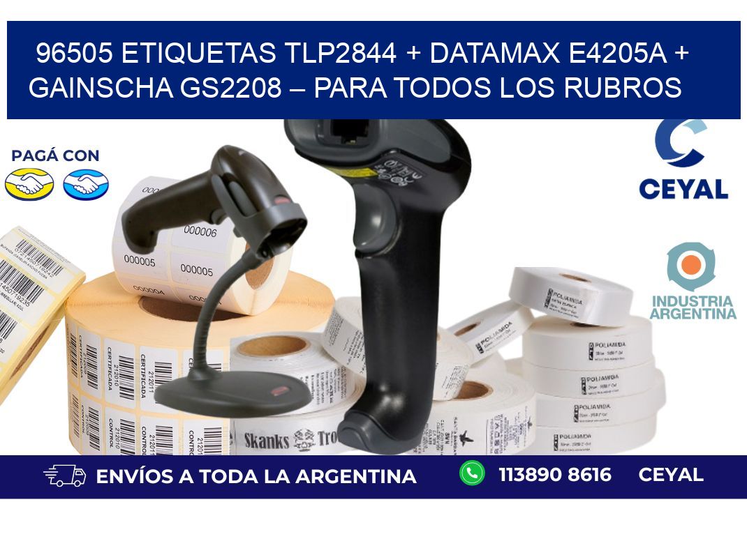 96505 ETIQUETAS TLP2844 + Datamax E4205A + Gainscha GS2208 – Para todos los rubros