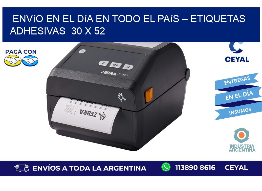Envío en el Día en Todo el País – Etiquetas Adhesivas  30 x 52