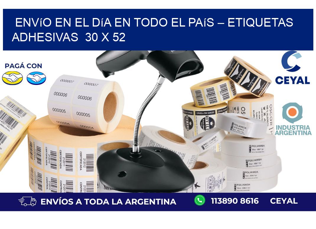 Envío en el Día en Todo el País – Etiquetas Adhesivas  30 x 52