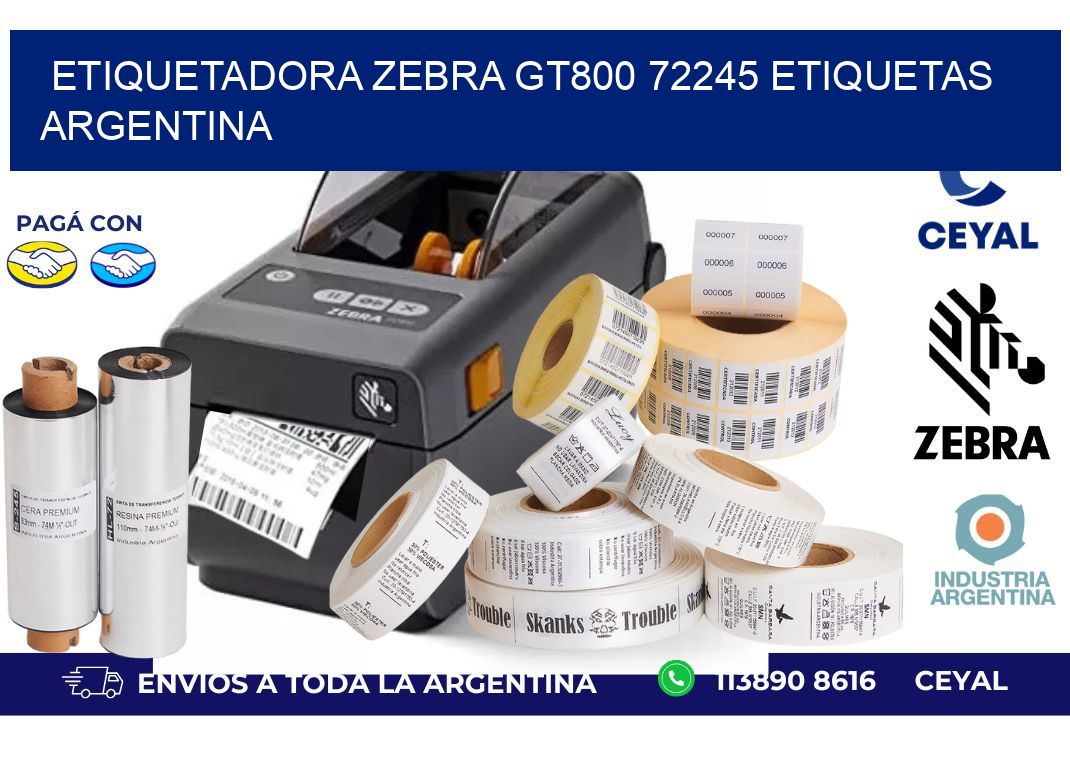etiquetadora zebra gt800 72245 etiquetas argentina