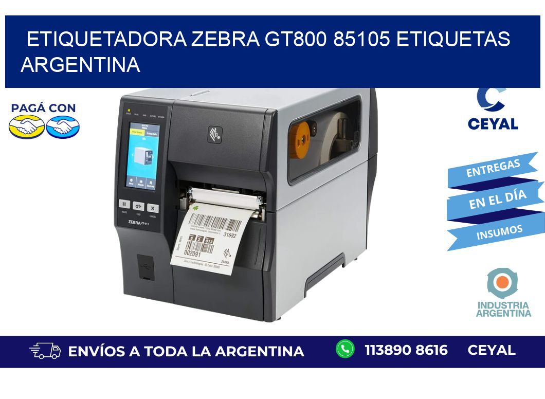 etiquetadora zebra gt800 85105 etiquetas argentina