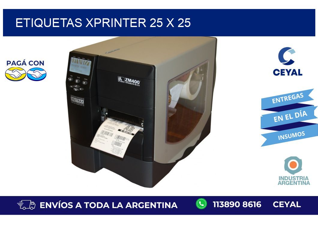 etiquetas xprinter 25 x 25
