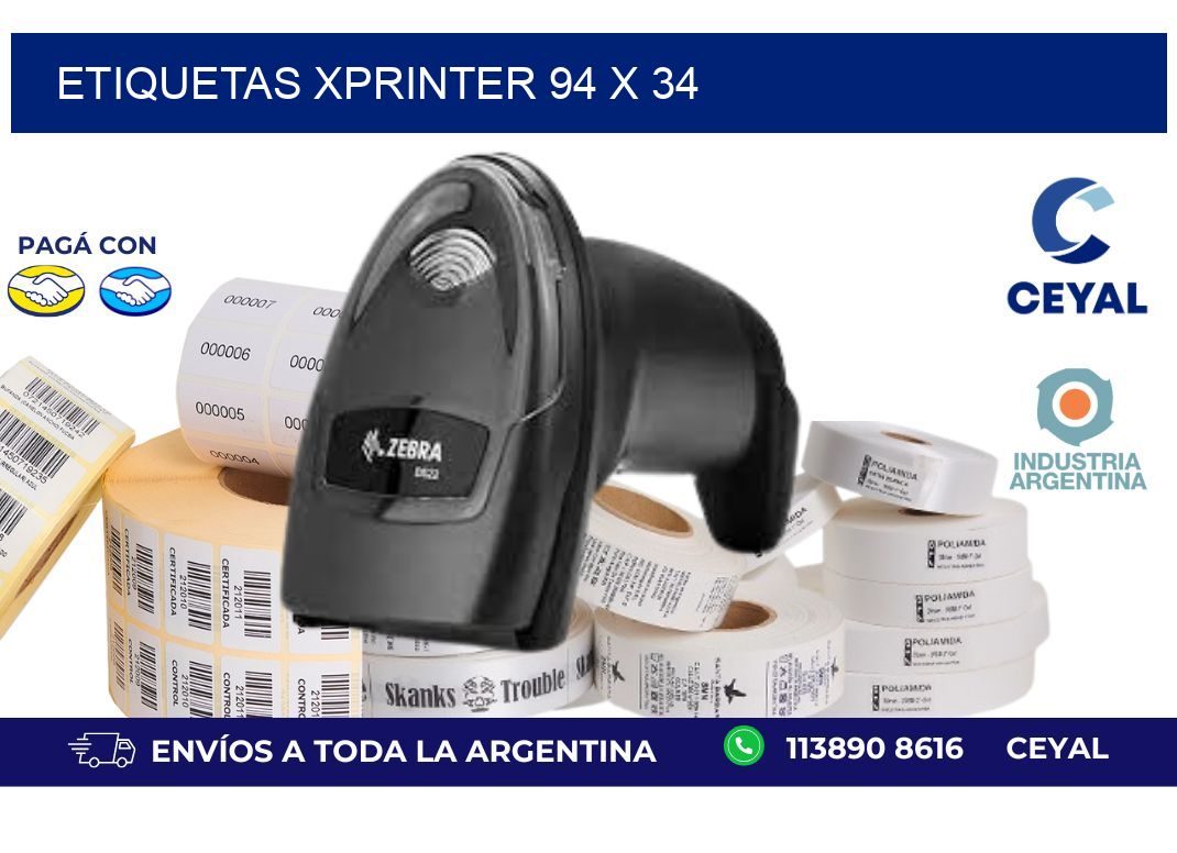 etiquetas xprinter 94 x 34
