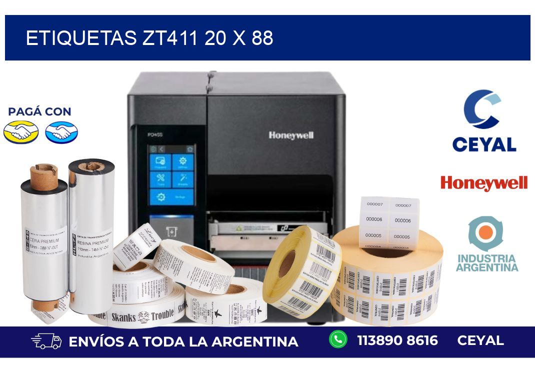 etiquetas zt411 20 x 88