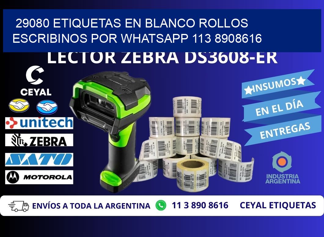29080 ETIQUETAS EN BLANCO ROLLOS ESCRIBINOS POR WHATSAPP 113 8908616