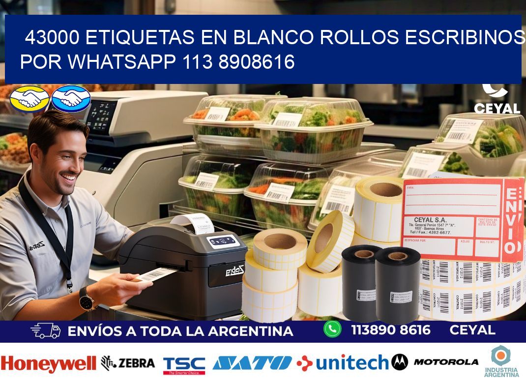 43000 ETIQUETAS EN BLANCO ROLLOS ESCRIBINOS POR WHATSAPP 113 8908616