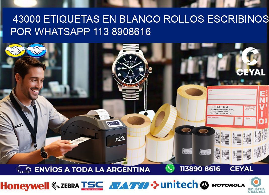 43000 ETIQUETAS EN BLANCO ROLLOS ESCRIBINOS POR WHATSAPP 113 8908616