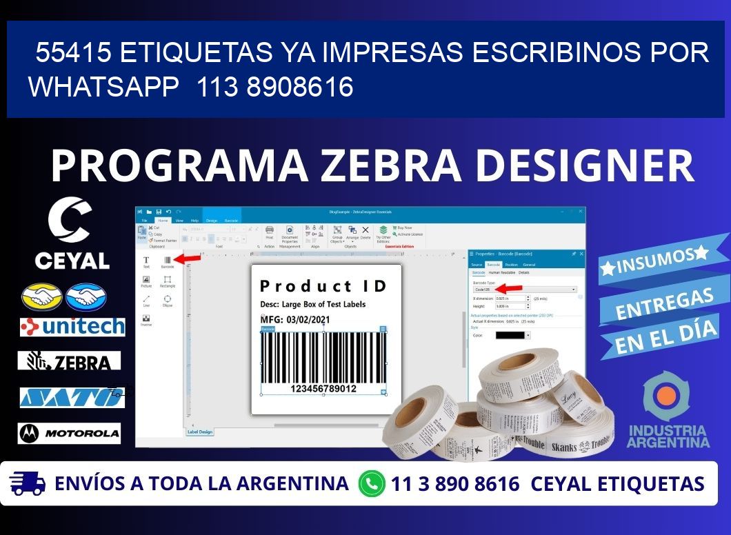 55415 ETIQUETAS YA IMPRESAS ESCRIBINOS POR WHATSAPP  113 8908616