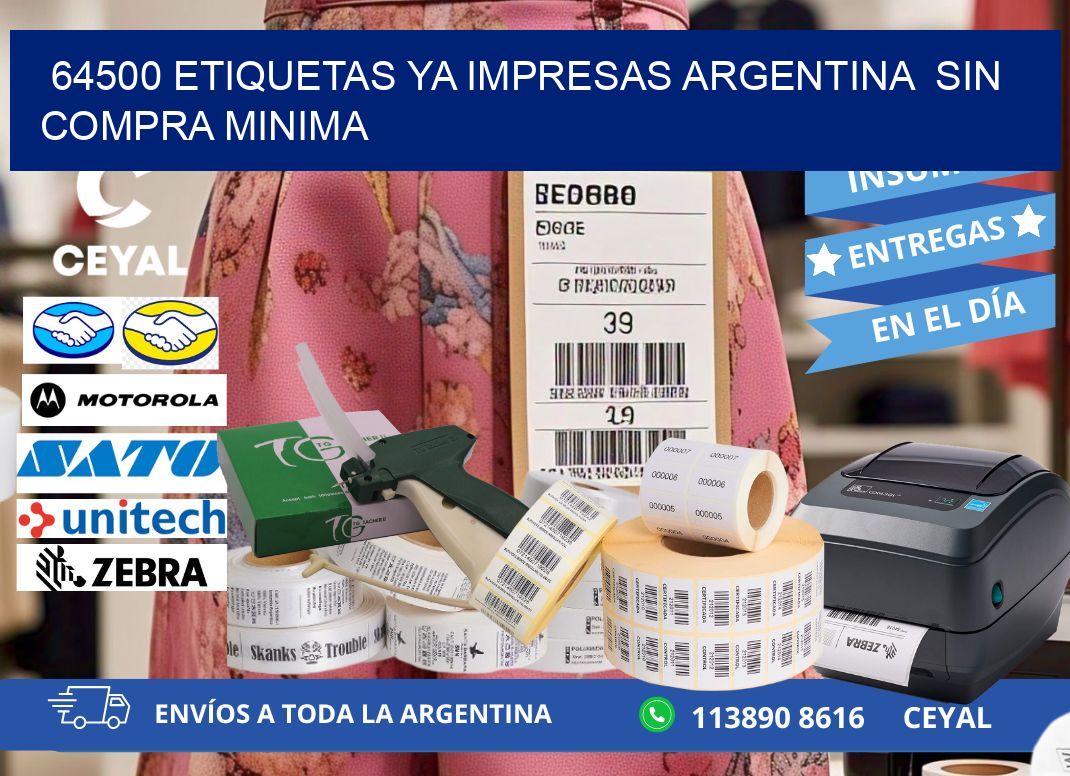 64500 ETIQUETAS YA IMPRESAS ARGENTINA  SIN COMPRA MINIMA