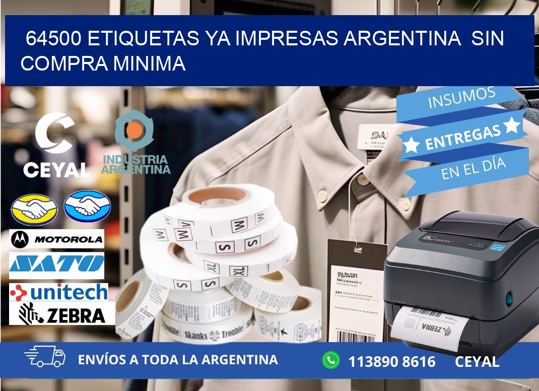 64500 ETIQUETAS YA IMPRESAS ARGENTINA  SIN COMPRA MINIMA