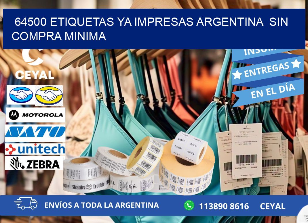 64500 ETIQUETAS YA IMPRESAS ARGENTINA  SIN COMPRA MINIMA