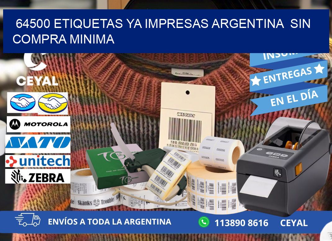 64500 ETIQUETAS YA IMPRESAS ARGENTINA  SIN COMPRA MINIMA