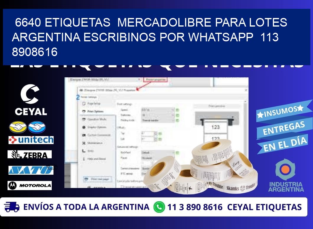6640 ETIQUETAS  MERCADOLIBRE PARA LOTES ARGENTINA ESCRIBINOS POR WHATSAPP  113 8908616