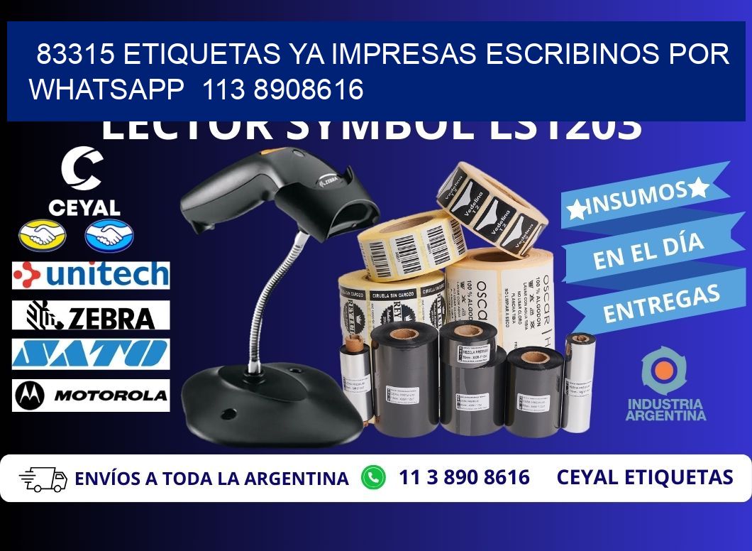 83315 ETIQUETAS YA IMPRESAS ESCRIBINOS POR WHATSAPP  113 8908616