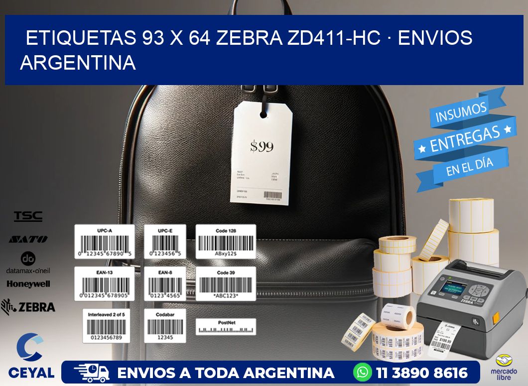 ETIQUETAS 93 x 64 ZEBRA ZD411-HC · ENVIOS ARGENTINA