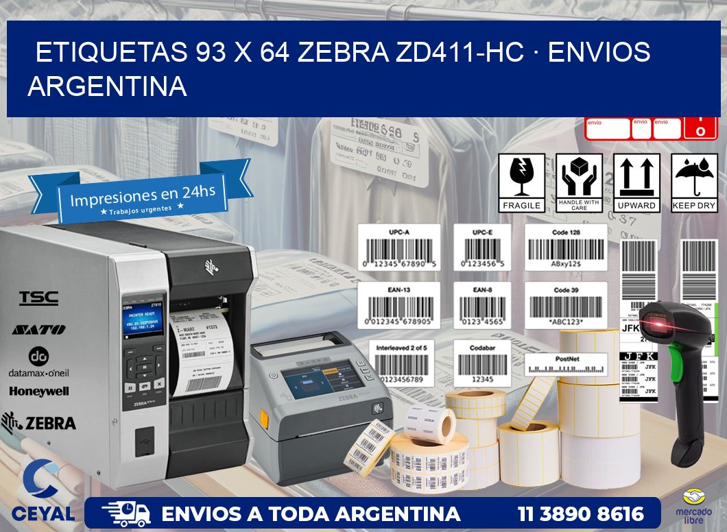 ETIQUETAS 93 x 64 ZEBRA ZD411-HC · ENVIOS ARGENTINA