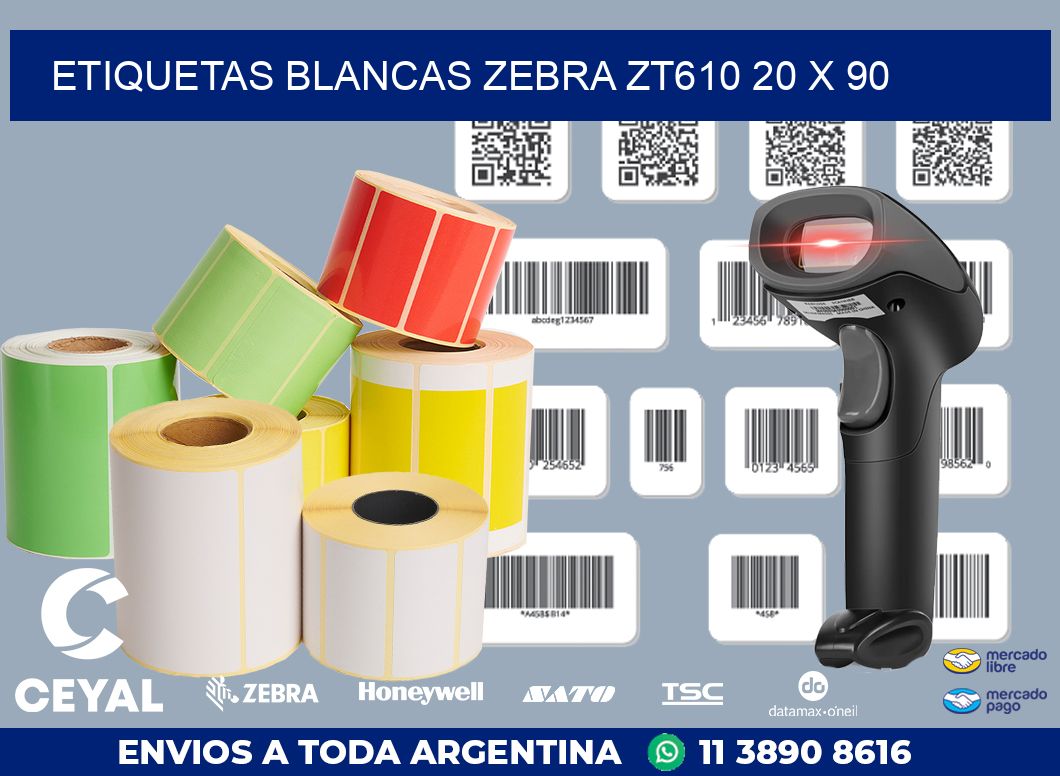 ETIQUETAS BLANCAS ZEBRA ZT610 20 x 90