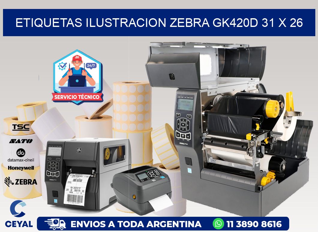 ETIQUETAS ILUSTRACION ZEBRA GK420D 31 x 26