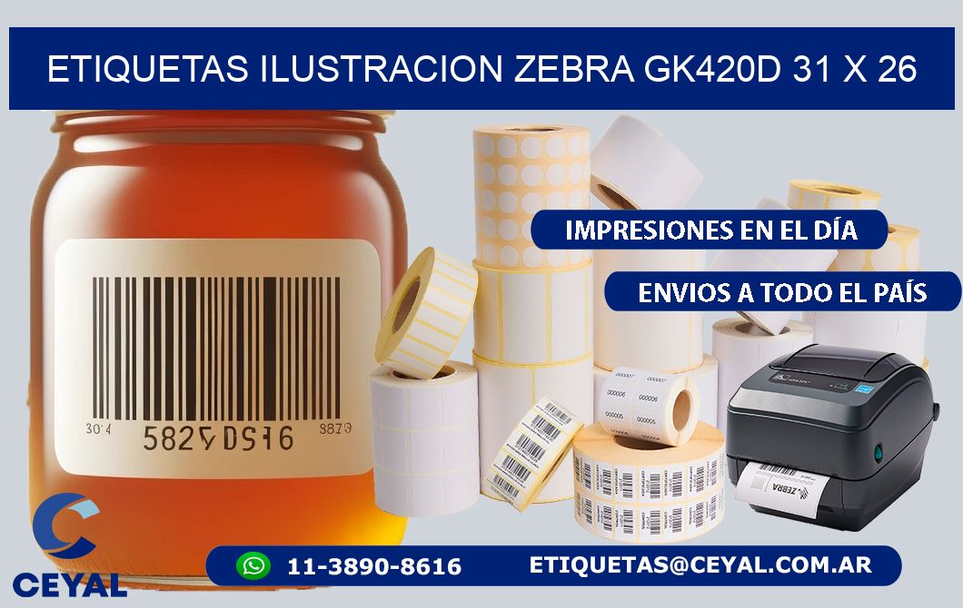 ETIQUETAS ILUSTRACION ZEBRA GK420D 31 x 26