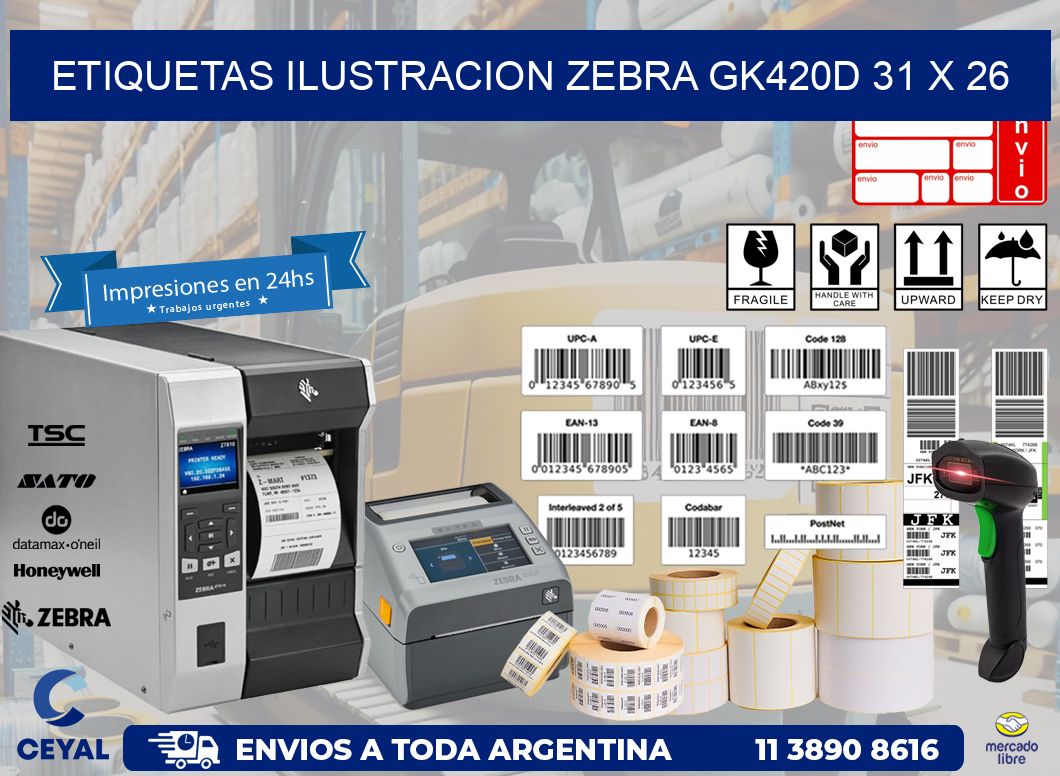 ETIQUETAS ILUSTRACION ZEBRA GK420D 31 x 26