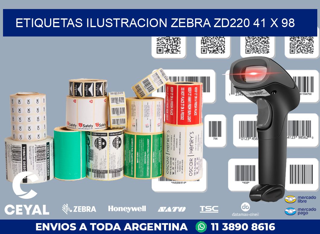 ETIQUETAS ILUSTRACION ZEBRA ZD220 41 x 98
