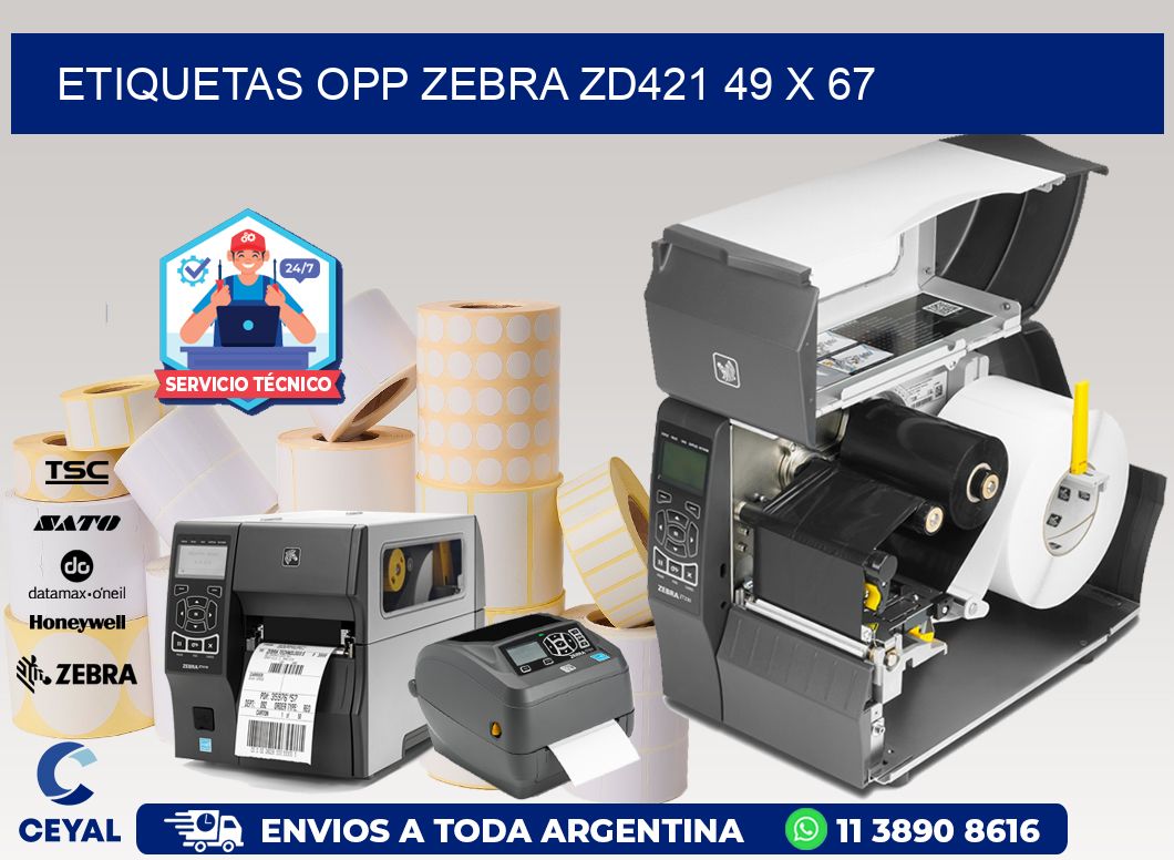 ETIQUETAS OPP ZEBRA ZD421 49 x 67