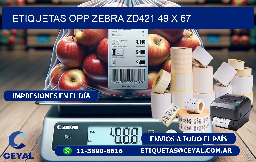 ETIQUETAS OPP ZEBRA ZD421 49 x 67