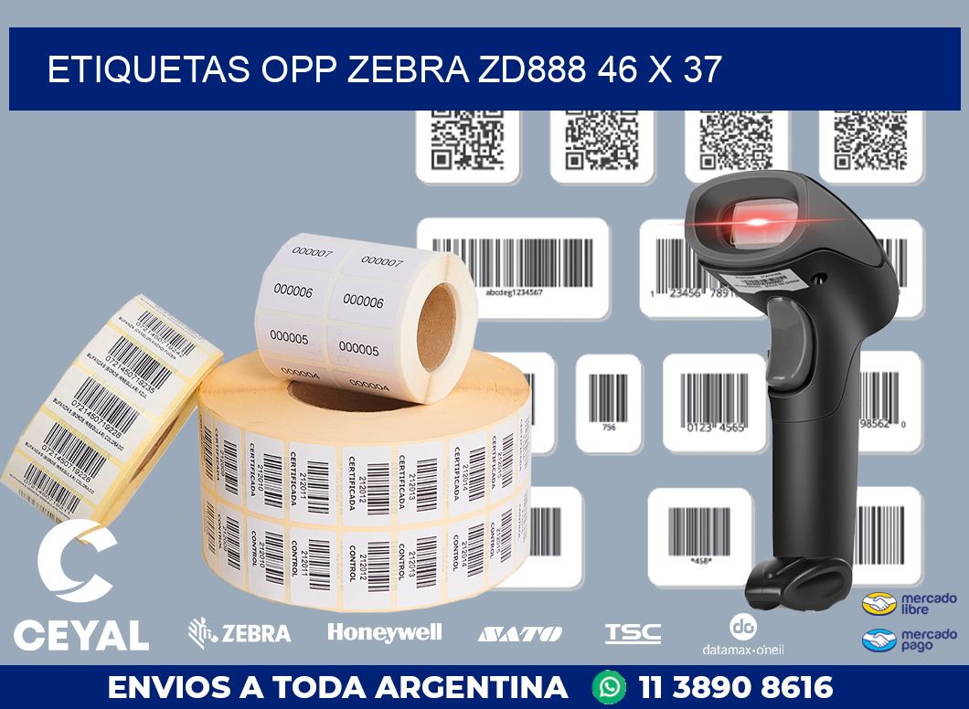 ETIQUETAS OPP ZEBRA ZD888 46 x 37