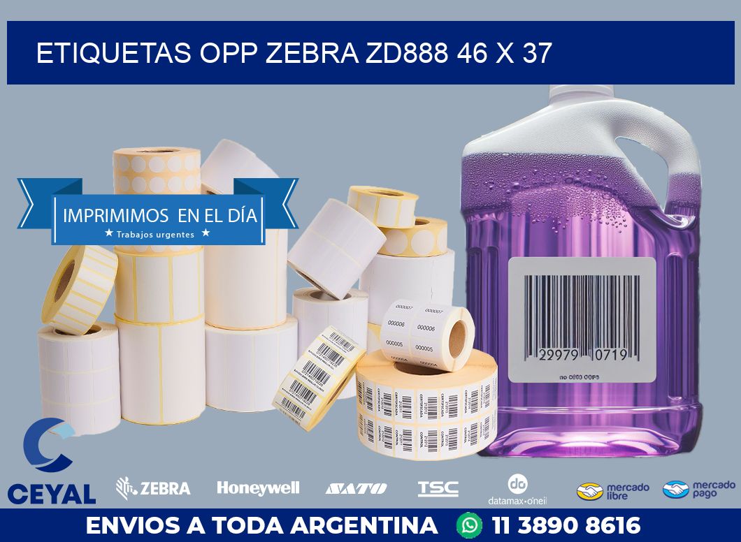 ETIQUETAS OPP ZEBRA ZD888 46 x 37