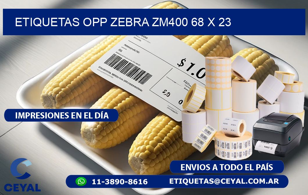 ETIQUETAS OPP ZEBRA ZM400 68 x 23