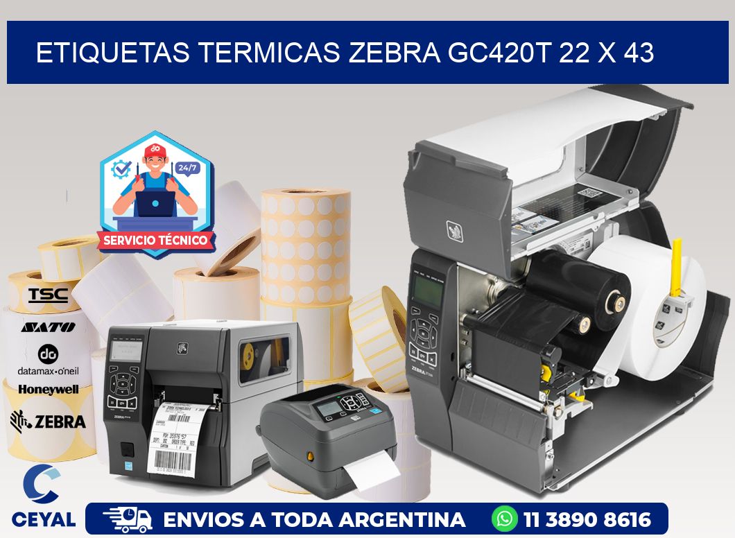 ETIQUETAS TERMICAS ZEBRA GC420T 22 x 43