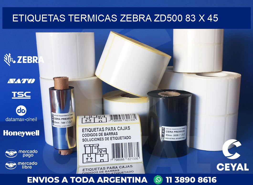 ETIQUETAS TERMICAS ZEBRA ZD500 83 x 45