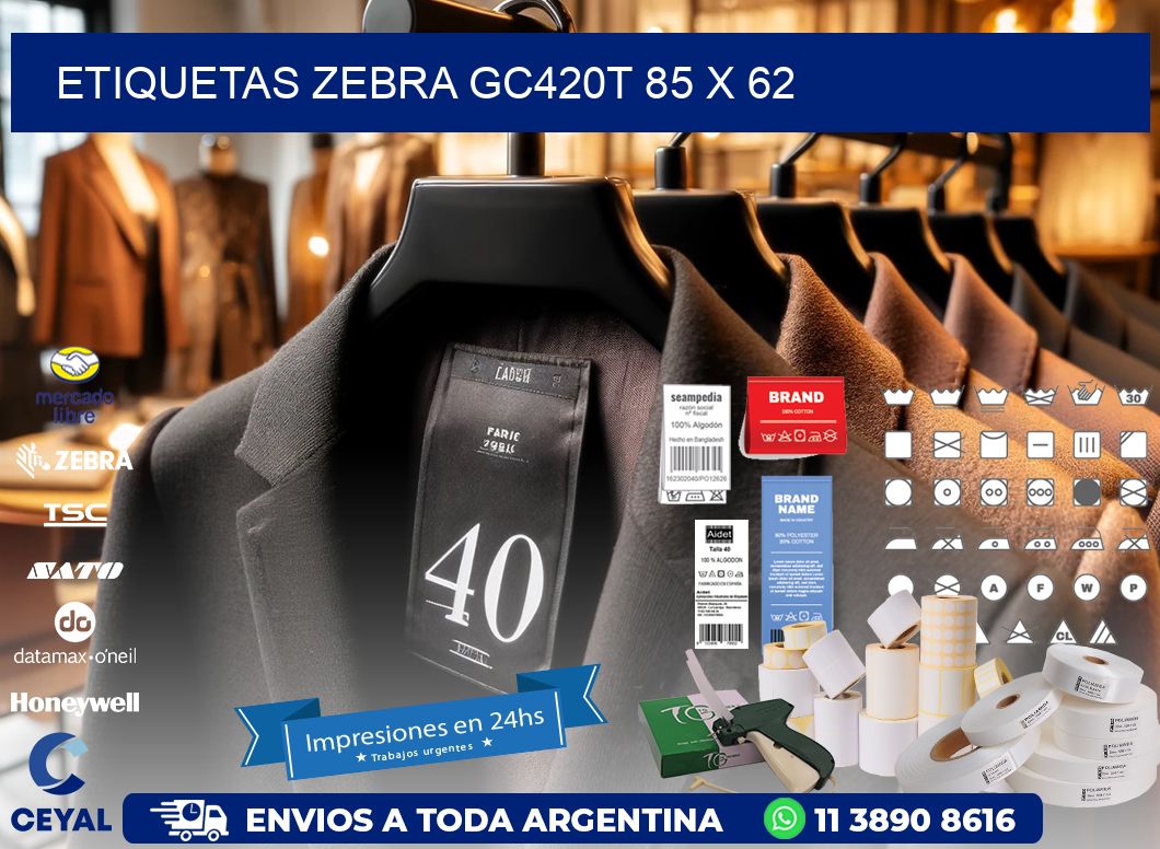 ETIQUETAS Zebra GC420T 85 x 62