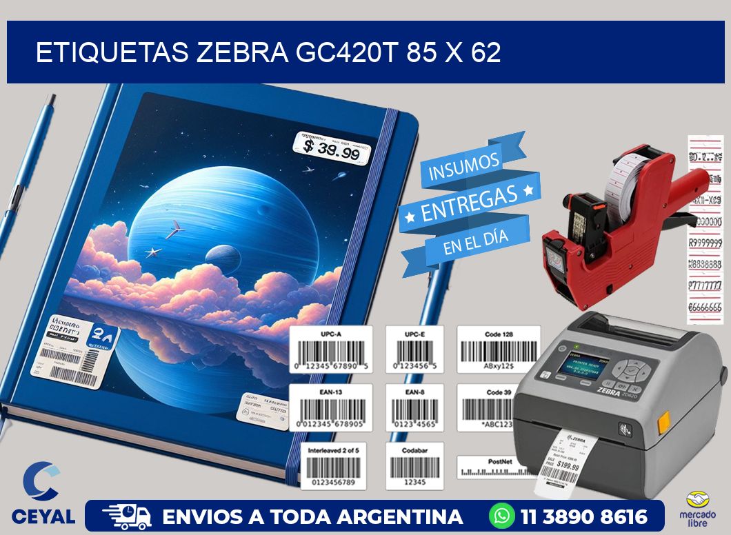 ETIQUETAS Zebra GC420T 85 x 62