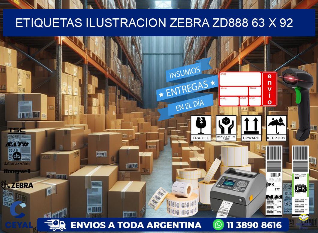 ETIQUETAS ILUSTRACION ZEBRA ZD888 63 x 92
