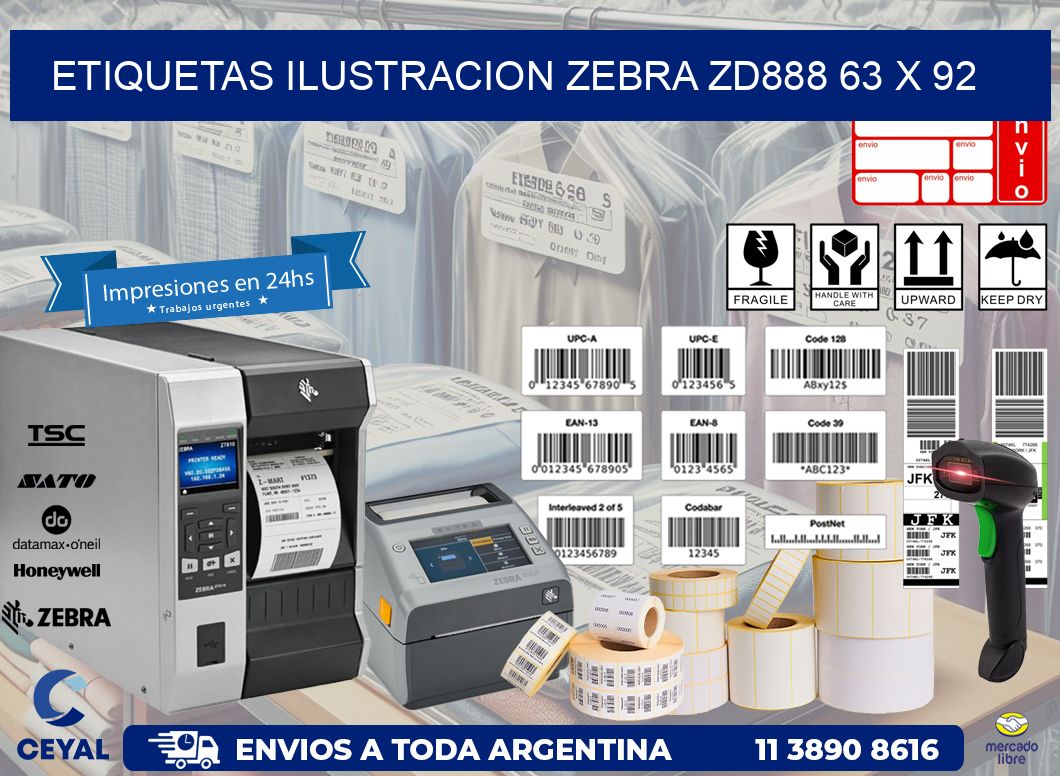 ETIQUETAS ILUSTRACION ZEBRA ZD888 63 x 92